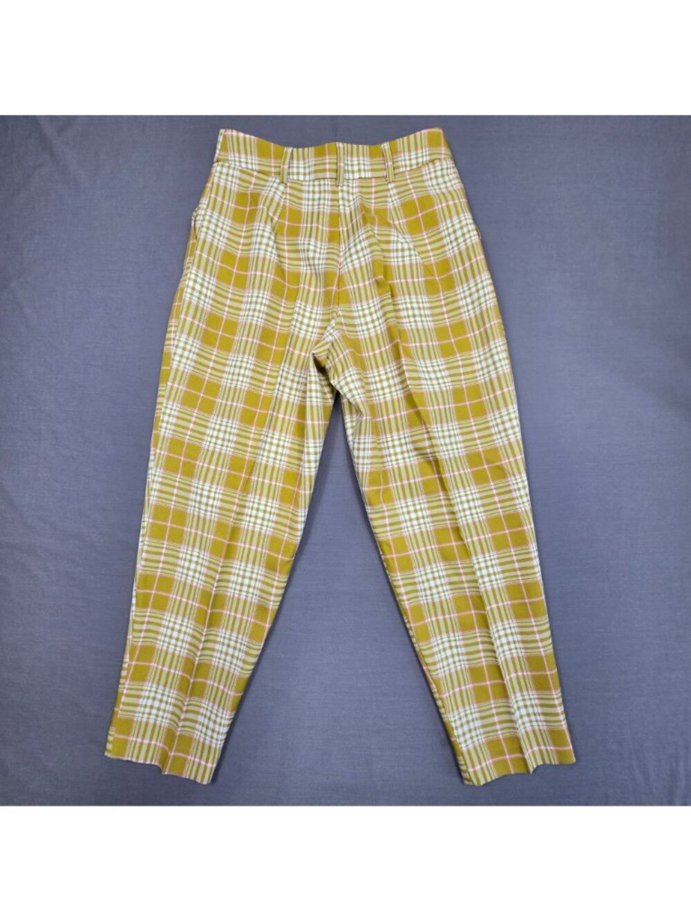 Asos Womens Plaid Pleated Tapered Pants US 4 Petite Green White Pink Check Punk - Picture 5 of 6